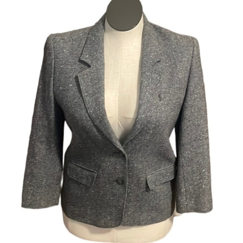 Vintage Pendleton blazer Wool Petite gray suit jacket Corpcore button blazer 8